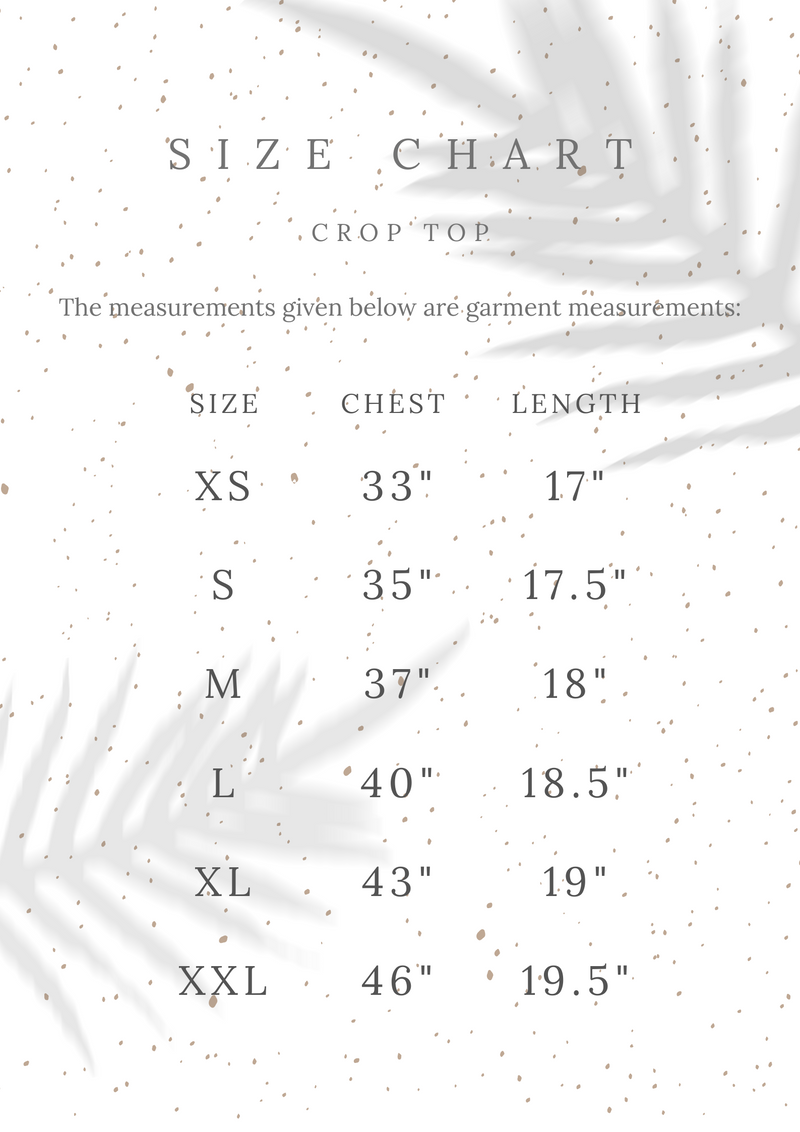 Crop top Size chart
