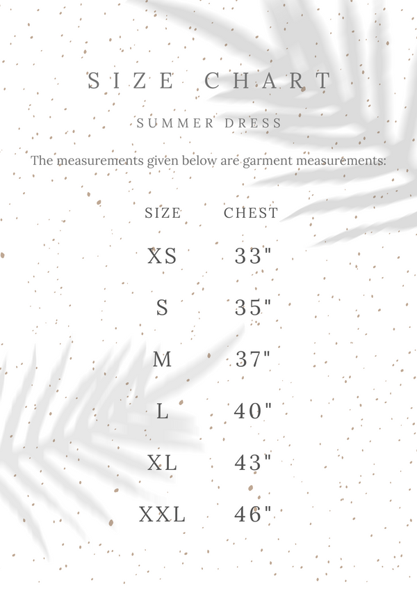 Summer dress size chart